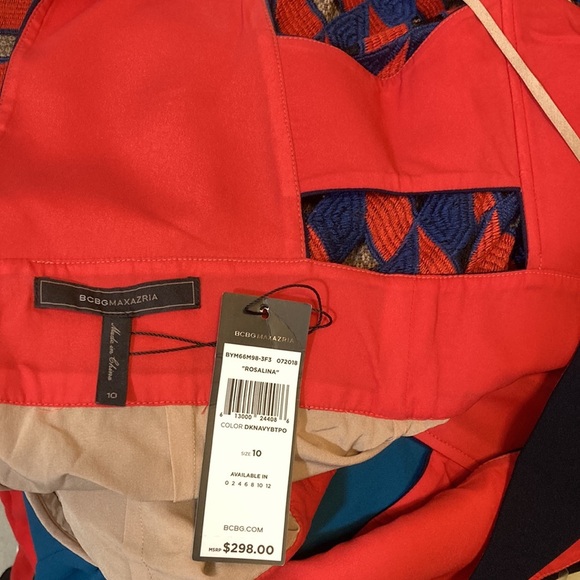 BCBGMaxAzria Rosalina Size 10 Dress Navy Blue Red dress Womens NWT BCBG - Picture 12 of 16